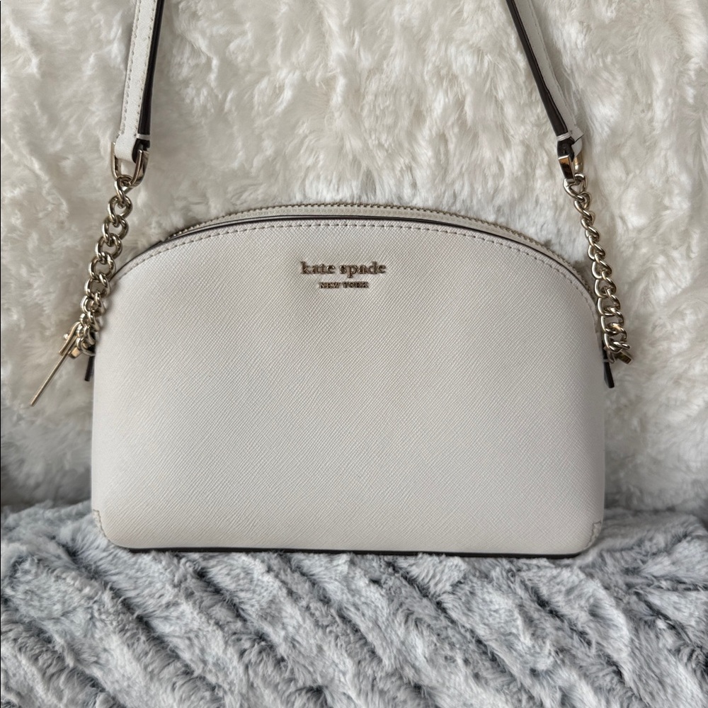 Kate Spade New York Cameron Hilli Saffiano Leather Crossbody Bag White/Gold - Picture 1 of 10